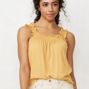 Yellow Ruffle Trim Women's Top